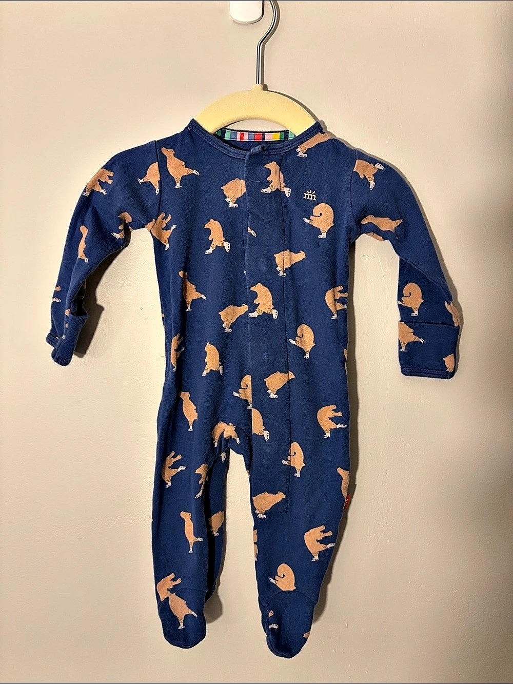 magnetic me Gliding Through Life Organic Cotton Magnetic Footie Blue & Orange 0